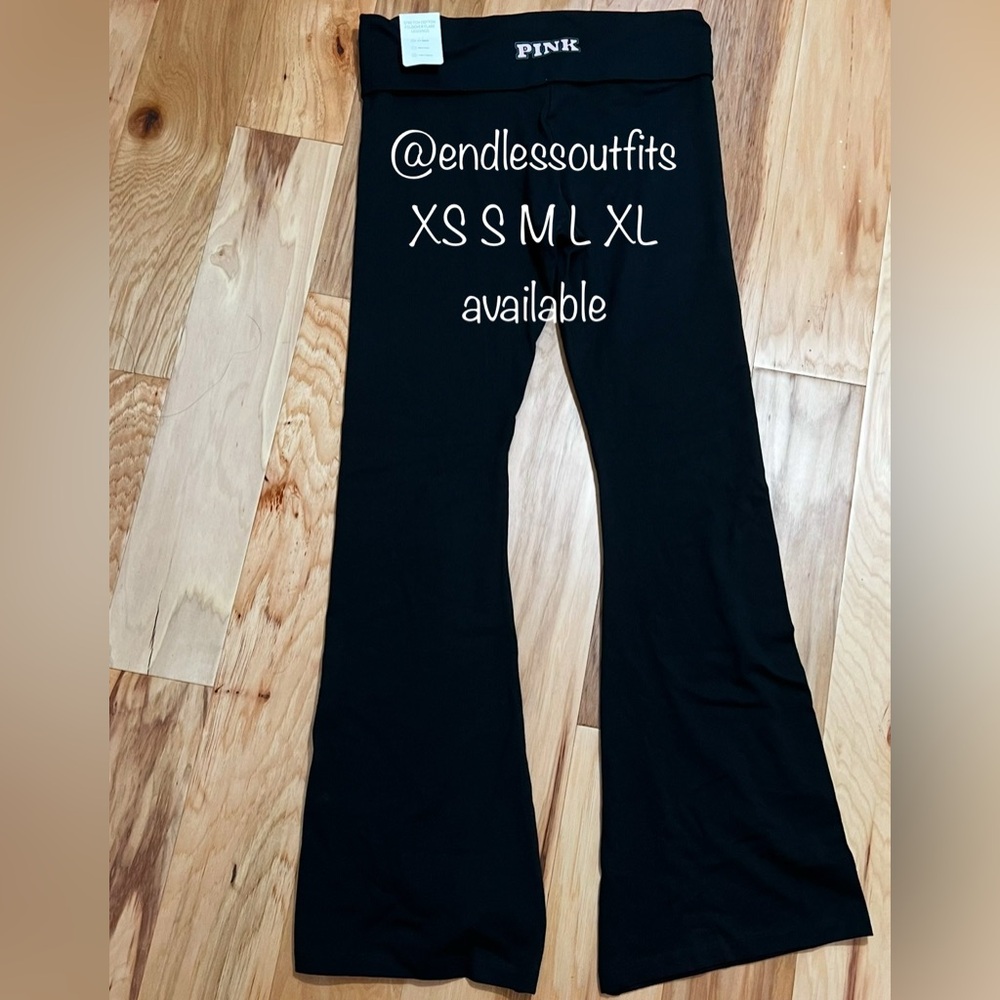 Victoria's Secret PINK LIMITED EDITION BLACK FOLD OVER FLARE LEGGINGS